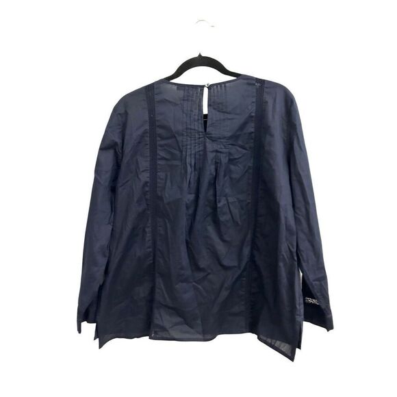 NWT J. Crew Embroidered Blouse Cotton S Navy Peasant Boho Minimalist - Picture 2 of 11